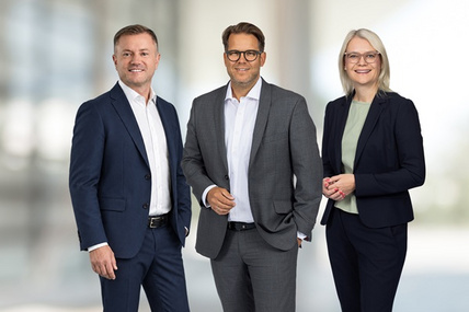 Der neue Vorstand der LINDA AG: Sebastian Kropp, Dr. Sven Simons, Dr. Christina Froböse