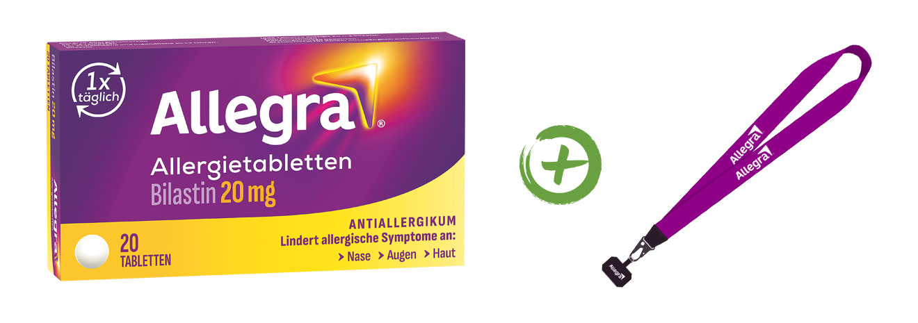 Allegra Allergietabletten und Allegra Handylanyard