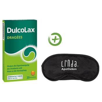 Packshot Dulcolax Dragee und eine Schlafmaske