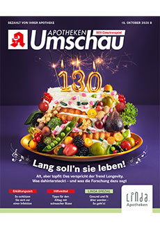 Titelbild der Apotheken Umschau mit dem Schwerpunkt „Lang soll’n sie leben!“.
