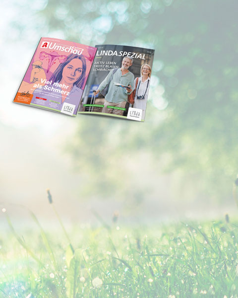 Cover der Apoithekenumschau April A und LINDA Spezial A April auf Frühlingswiese