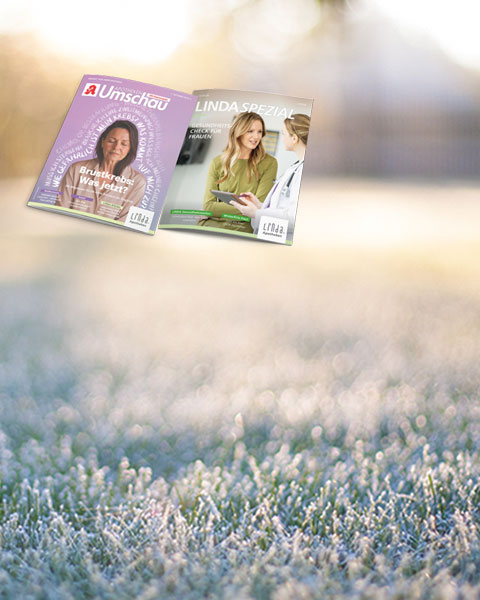Apothekenumschau und LINDA Spezial auf gefrorenem Gras