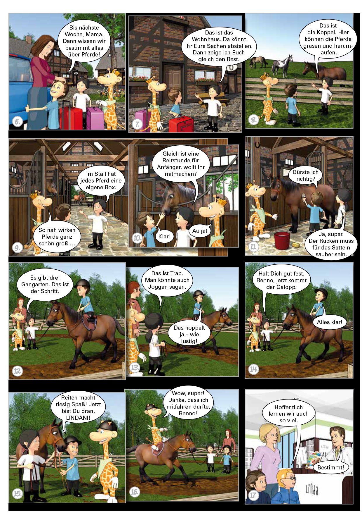Comic mit dem Titel „Benno & Lindani – Ferien auf dem Reiterhof“ Teil 2