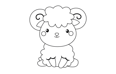 Ein flauschiges, pelziges Lämmchen sitzt.
