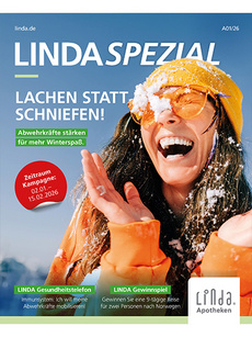 Cover der LINDA Spezial mit einer lachenden Frau im Schnee.